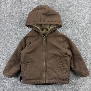 Blue Mountain Hooded Jacket Kids Toddler 4t Brown Heavy Canvas Zip Insulated